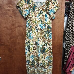 NWT Cato Multicolor Floral Dress with Puff Sleeves